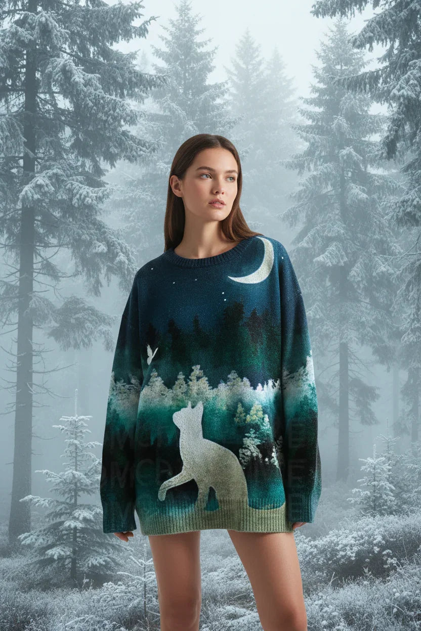 Unisex Vintage Cat Art Print Sweaters (XS-7XL)