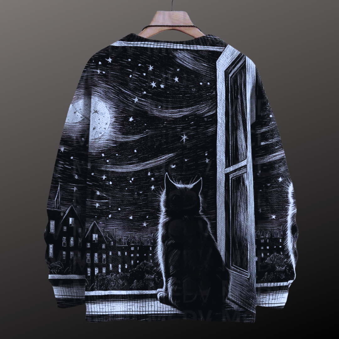Unisex Vintage Cat Art Print Sweaters (XS-7XL) - ALOE WINGS STORE