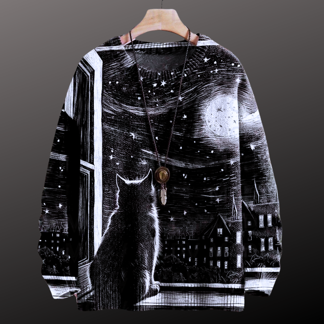 Unisex Vintage Cat Art Print Sweaters (XS-7XL) - ALOE WINGS STORE