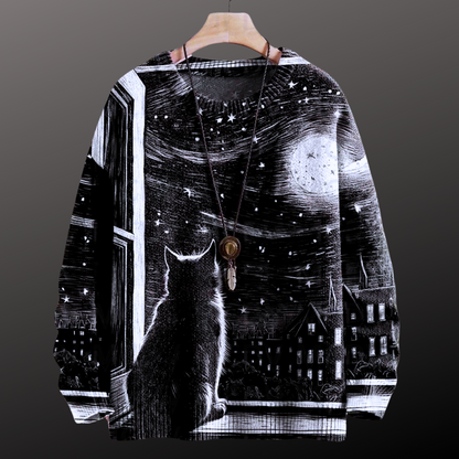 Unisex Vintage Cat Art Print Sweaters (XS-7XL) - ALOE WINGS STORE