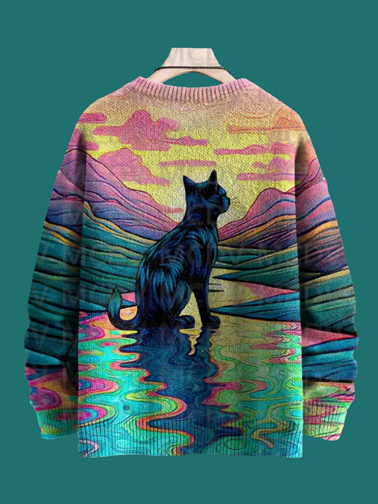 Unisex Vintage Cat Art Print Sweaters (XS-7XL) - ALOE WINGS STORE