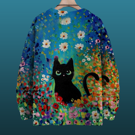 Adorable Funny Cat & Floral Casual Unisex Sweater Collection - ALOE WINGS STORE