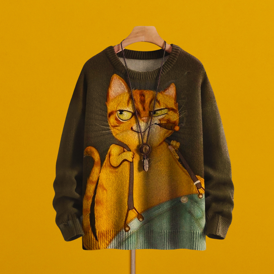 Adorable Funny Cat & Floral Casual Unisex Sweater Collection - ALOE WINGS STORE
