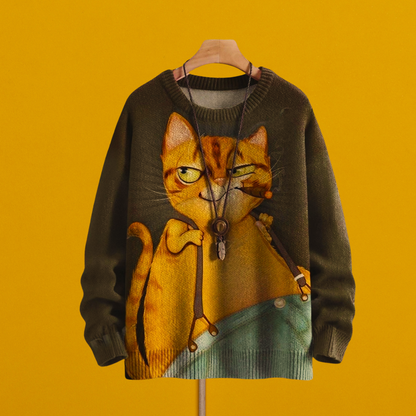 Adorable Funny Cat & Floral Casual Unisex Sweater Collection - ALOE WINGS STORE