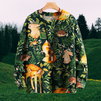 Unisex Casual Sweater with 3D Cat Oil Painting Designs - ALOE WINGS STORE