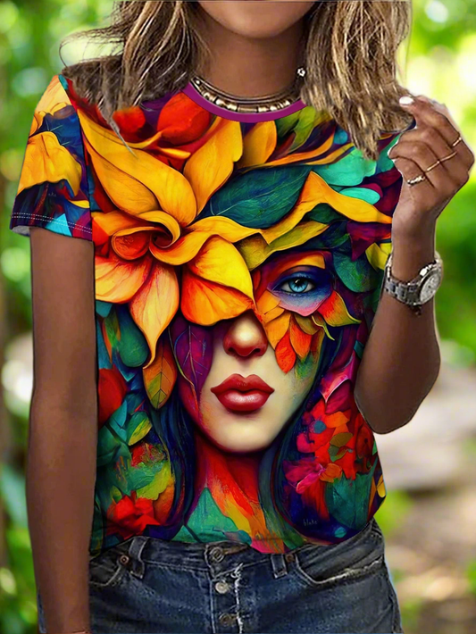 Female Floral Designs T-Shirt (XXS - 3XL) - ALOE WINGS STORE