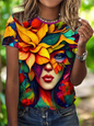 Female Floral Designs T-Shirt (XXS - 3XL) - ALOE WINGS STORE