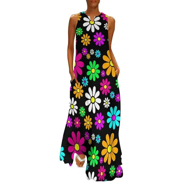 Floral Print Summer Maxi Sleeveless Dresses (Plus Sizes up to 3XL) - ALOE WINGS STORE