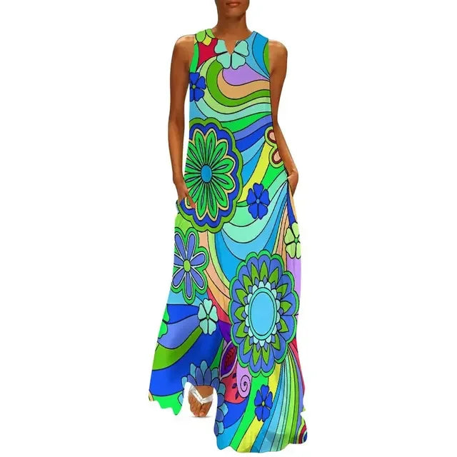Floral Print Summer Maxi Sleeveless Dresses (Plus Sizes up to 3XL) - ALOE WINGS STORE