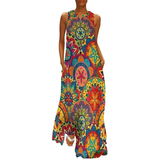 Floral Print Summer Maxi Sleeveless Dresses (Plus Sizes up to 3XL) - ALOE WINGS STORE