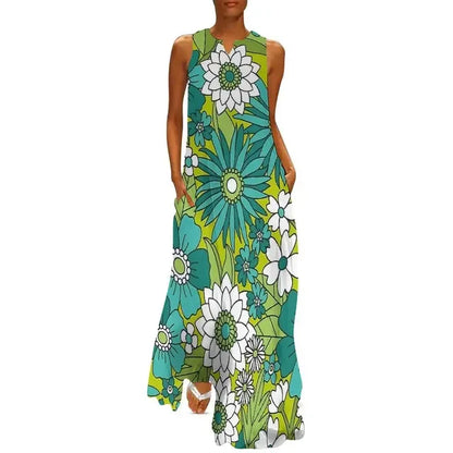 Floral Print Summer Maxi Sleeveless Dresses (Plus Sizes up to 3XL) - ALOE WINGS STORE