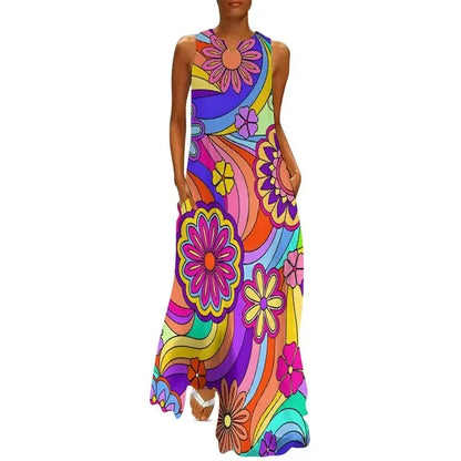 Floral Print Summer Maxi Sleeveless Dresses (Plus Sizes up to 3XL) - ALOE WINGS STORE