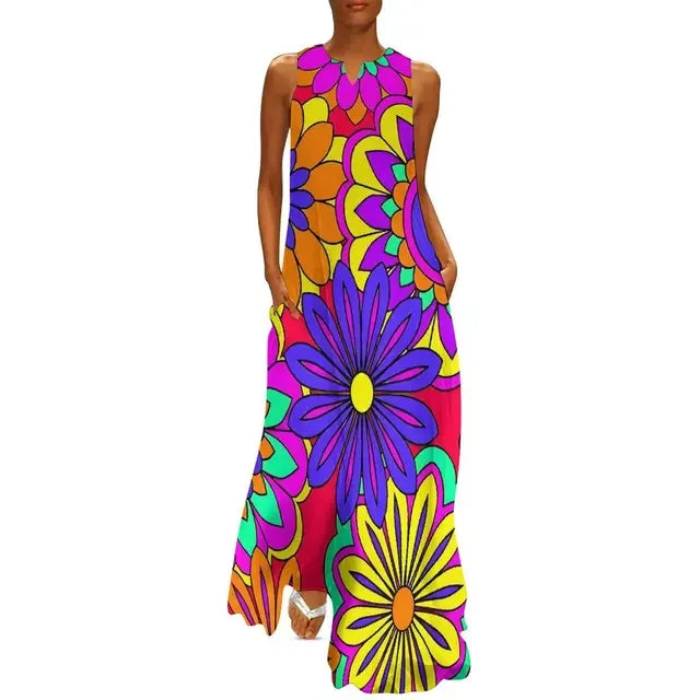 Floral Print Summer Maxi Sleeveless Dresses (Plus Sizes up to 3XL) - ALOE WINGS STORE