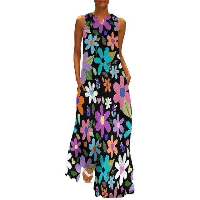 Floral Print Summer Maxi Sleeveless Dresses (Plus Sizes up to 3XL) - ALOE WINGS STORE