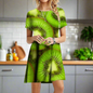 2.Women's 3D Fruit and Vegetable Print Short Sleeve Casual Mini Dresses (Plus Size Included) - ALOE WINGS STORE