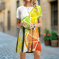 2.Women's 3D Fruit and Vegetable Print Short Sleeve Casual Mini Dresses (Plus Size Included) - ALOE WINGS STORE