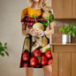 2.Women's 3D Fruit and Vegetable Print Short Sleeve Casual Mini Dresses (Plus Size Included) - ALOE WINGS STORE
