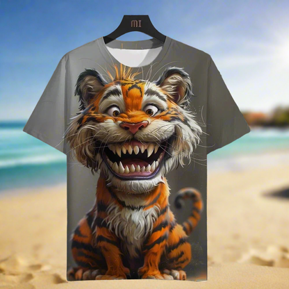 3D Tiger Print Unisex Summer T-Shirt, Plus-Size Casual Collection - ALOE WINGS STORE