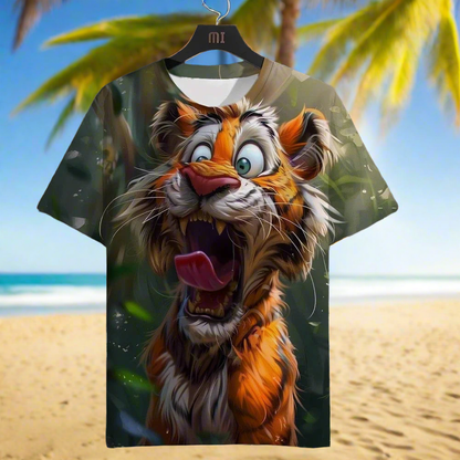 3D Tiger Print Unisex Summer T-Shirt, Plus-Size Casual Collection - ALOE WINGS STORE