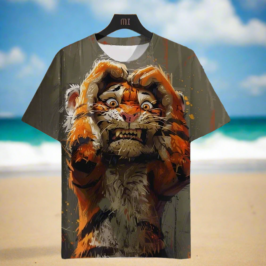 3D Tiger Print Unisex Summer T-Shirt, Plus-Size Casual Collection - ALOE WINGS STORE