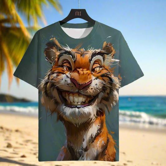 3D Tiger Print Unisex Summer T-Shirt, Plus-Size Casual Collection - ALOE WINGS STORE