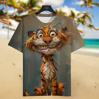 3D Tiger Print Unisex Summer T-Shirt, Plus-Size Casual Collection - ALOE WINGS STORE