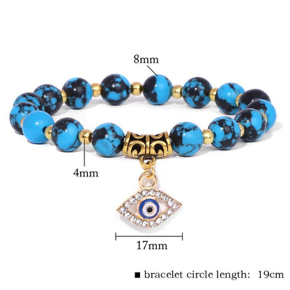 Guard And Luck With Turkish Evil Eye Protection and gemstones beads Bracelet Natural Stone With Information Card-ALOE WINGS STORE
