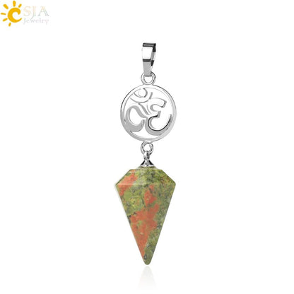 Om Hindu Healing Natural Stone PENDANT SELECTION - ALOE WINGS STORE