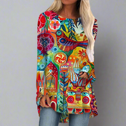 Cat & Rabbit 3D Designs Long Sleeve Tunic Top (S-3XL) - ALOE WINGS STORE