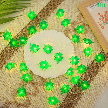 2m (20 LED) St Patrick Clover Leaf & Boxer Hat Green Lights Selection - ALOE WINGS STORE