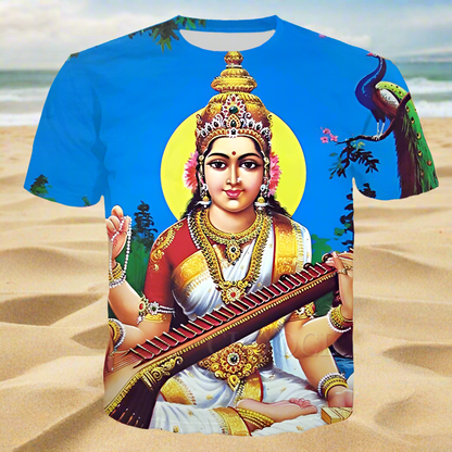 Divine Vibes: Indian Goddesses 3D Print T-Shirt (Unisex Harajuku Fashion) - ALOE WINGS STORE