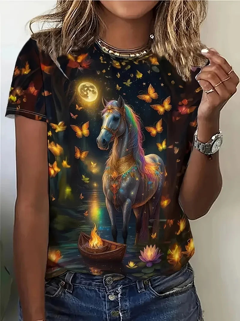 2.Unisex Casual Horse Designs T-Shirts (Size: XXS-6XL) - ALOE WINGS STORE