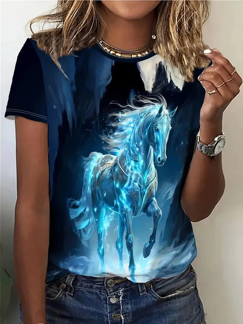 2.Unisex Casual Horse Designs T-Shirts (Size: XXS-6XL) - ALOE WINGS STORE