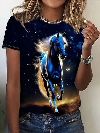 2.Unisex Casual Horse Designs T-Shirts (Size: XXS-6XL) - ALOE WINGS STORE