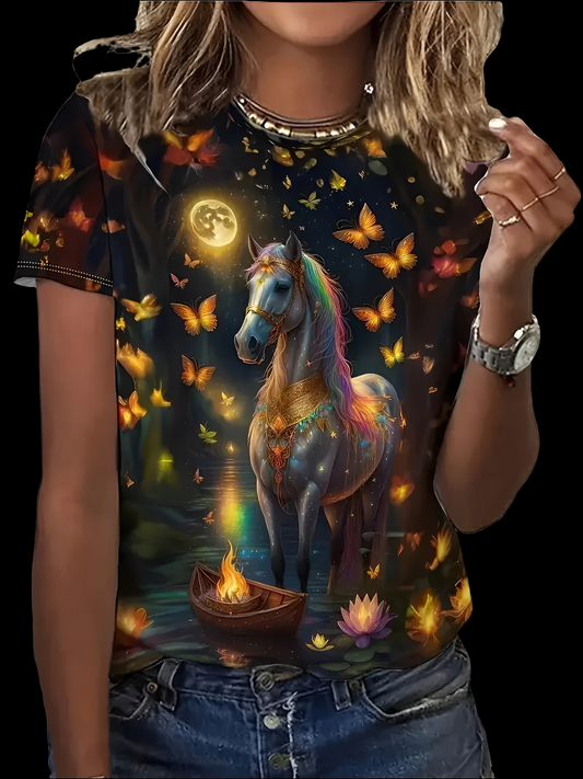 2.Unisex Casual Horse Designs T-Shirts (Size: XXS-6XL) - ALOE WINGS STORE