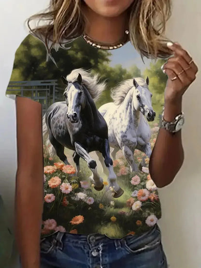 3.Unisex Casual Horse Designs T-Shirts (Size: XXS - 6XL) - ALOE WINGS STORE