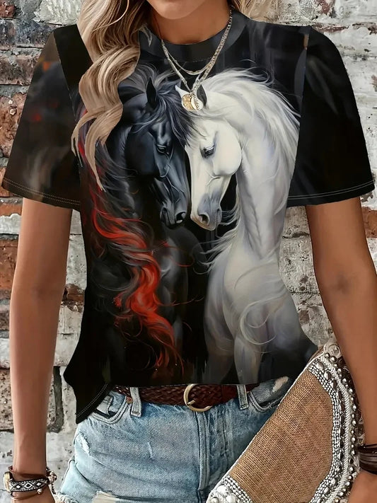 3.Unisex Casual Horse Designs T-Shirts (Size: XXS - 6XL) - ALOE WINGS STORE