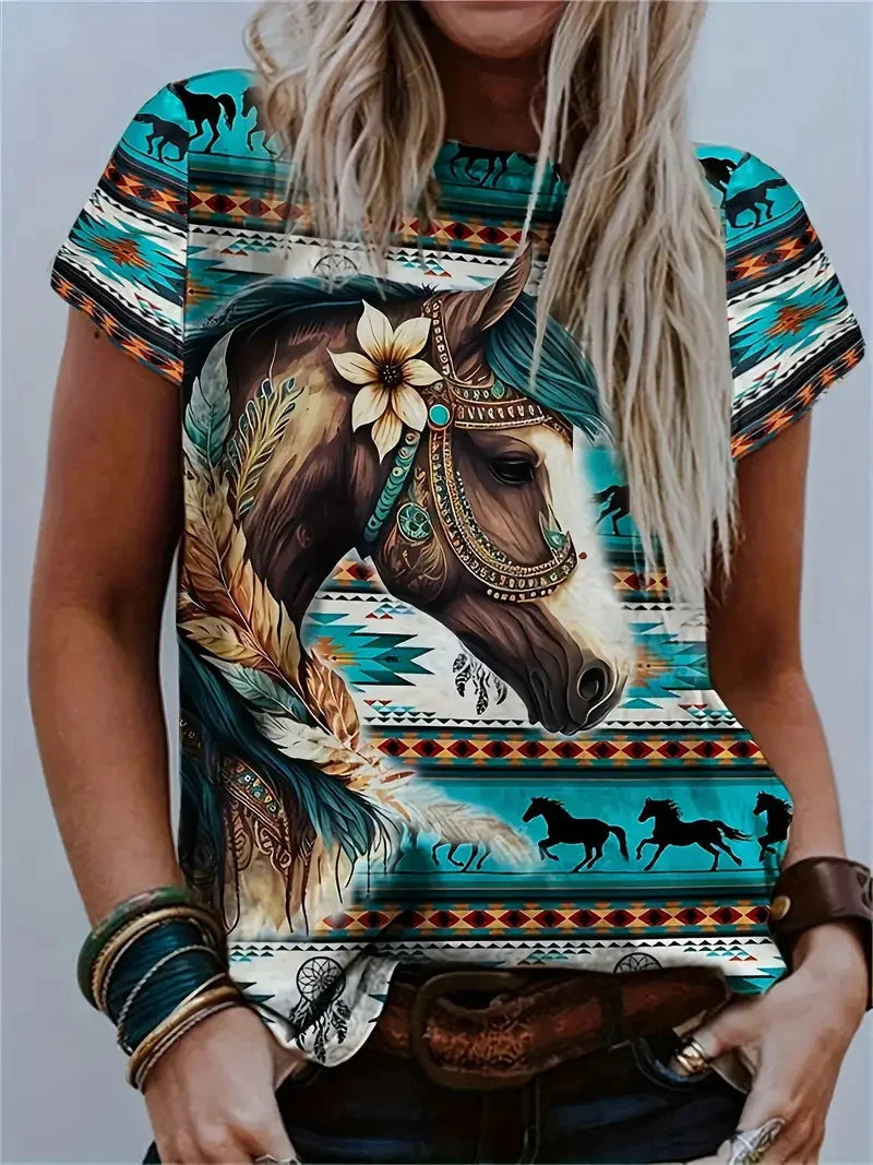 1.Unisex Casual Horse Designs T-Shirts (Size: XXS - 6XL) - ALOE WINGS STORE