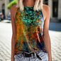 Flowery 3D Print Tank Tops Women's Fashion O-Neck Casual Collection - ALOE WINGS STORE