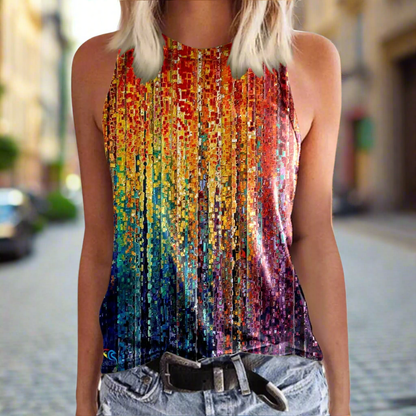 Flowery 3D Print Tank Tops Women's Fashion O-Neck Casual Collection - ALOE WINGS STORE