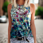 Flowery 3D Print Tank Tops Women's Fashion O-Neck Casual Collection - ALOE WINGS STORE
