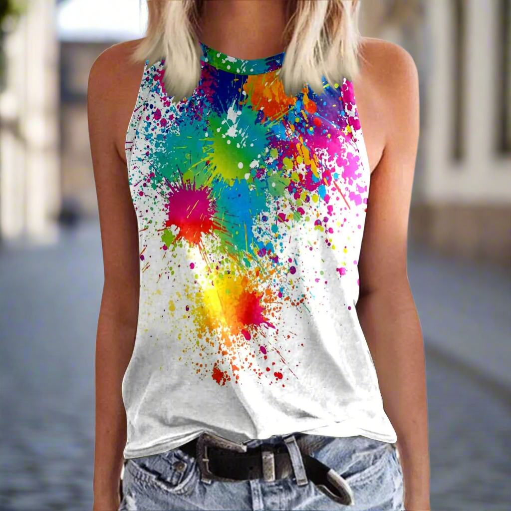Flowery 3D Print Tank Tops Women's Fashion O-Neck Casual Collection - ALOE WINGS STORE