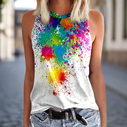 Flowery 3D Print Tank Tops Women's Fashion O-Neck Casual Collection - ALOE WINGS STORE