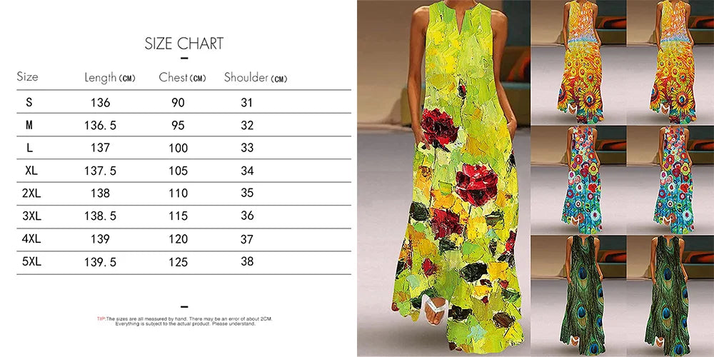 Women's Owl and Peacock Print Long Loose Maxi Dresses - Stylish Animal Fashion (Plus Size Included) - ALOE WINGS STORE