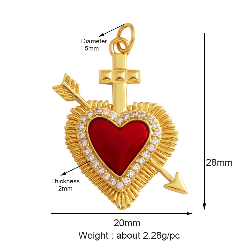 Sacred Red Love Heart Charm 18K Real Gold Plated Pendant - ALOE WINGS STORE