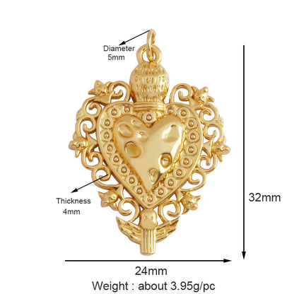 Sacred Red Love Heart Charm 18K Real Gold Plated Pendant - ALOE WINGS STORE