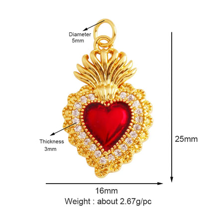 Sacred Red Love Heart Charm 18K Real Gold Plated Pendant - ALOE WINGS STORE