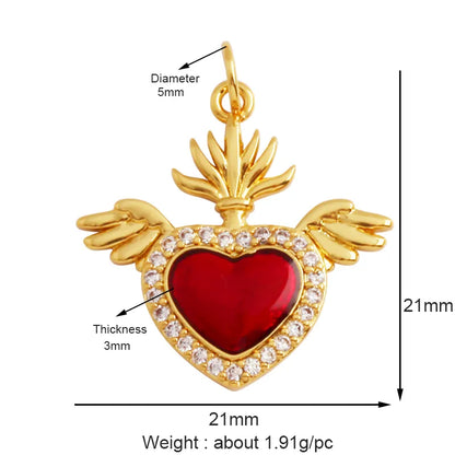 Sacred Red Love Heart Charm 18K Real Gold Plated Pendant - ALOE WINGS STORE
