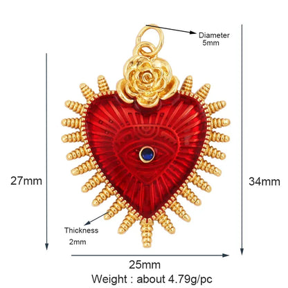Sacred Red Love Heart Charm 18K Real Gold Plated Pendant - ALOE WINGS STORE