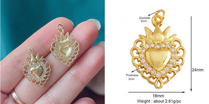 Sacred Red Love Heart Charm 18K Real Gold Plated Pendant-ALOE WINGS STORE